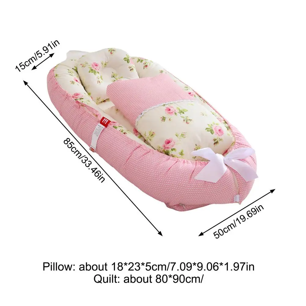 Baby Nest Bed With Pillow Quilt Newborn Lounger Portable Napping Baby Bassinet With Pillow & Quilt Bebe Cotton Crib Sleeper