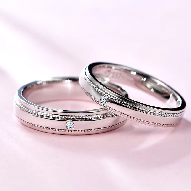 ATTAGEMS 2024 Couple Rings Round Brilliant Cut Engagement&Wedding Moissanite Diamond Solitaire Never Fade Rings for Women Gift