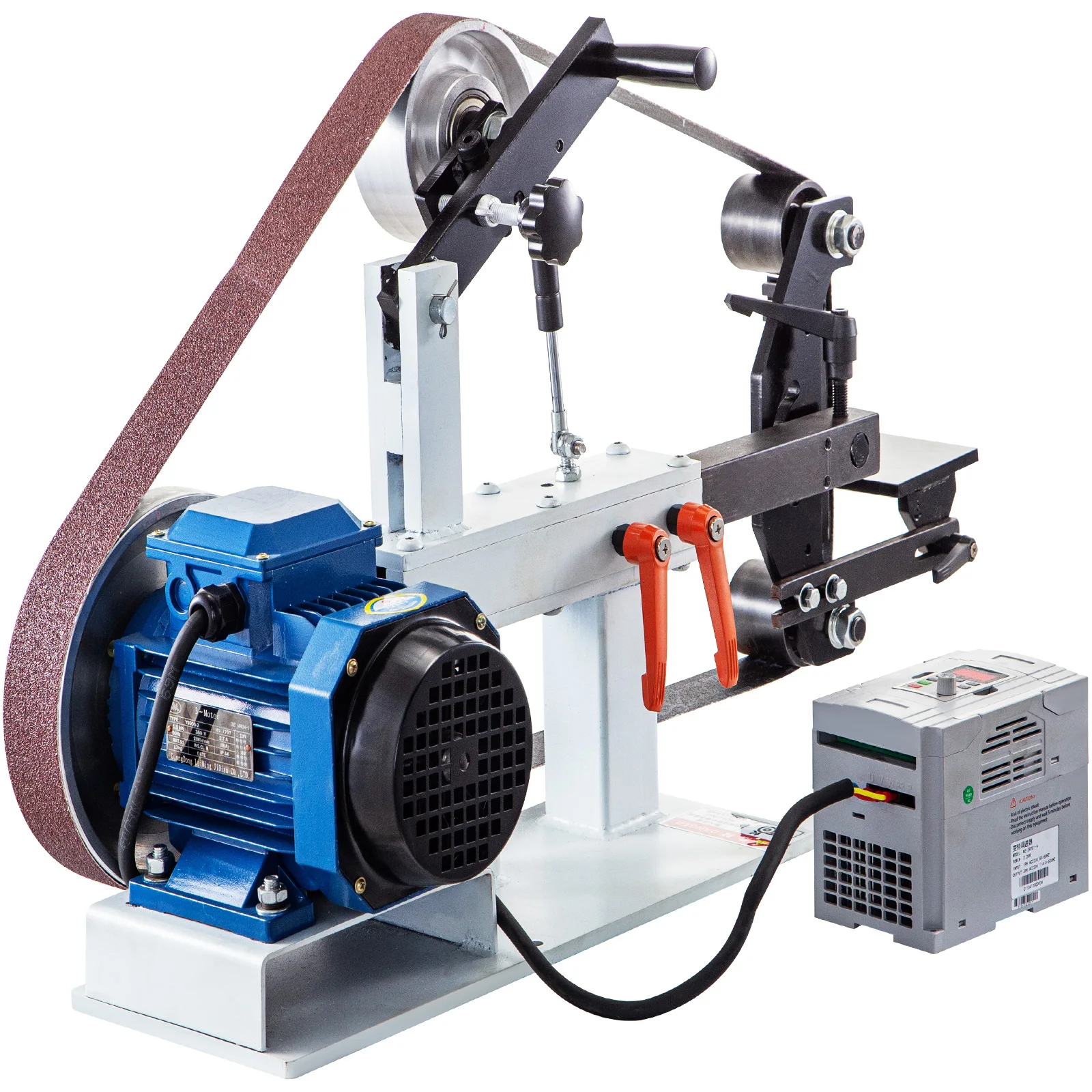 SucceBuy 1,5 kW bandslijpmachine 2 x 82 inch variabele / constante snelheid 3-modus elektrische bandschuurmachine voor gereedschap polijstmes maken