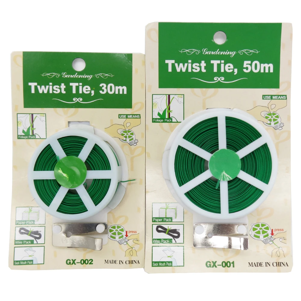 1pc 30/50M Durable Plant Tie Green Coating with Cutter Strong Twisted Cord Garden Bonsai Support Gardening And Outdoor Use Suppl