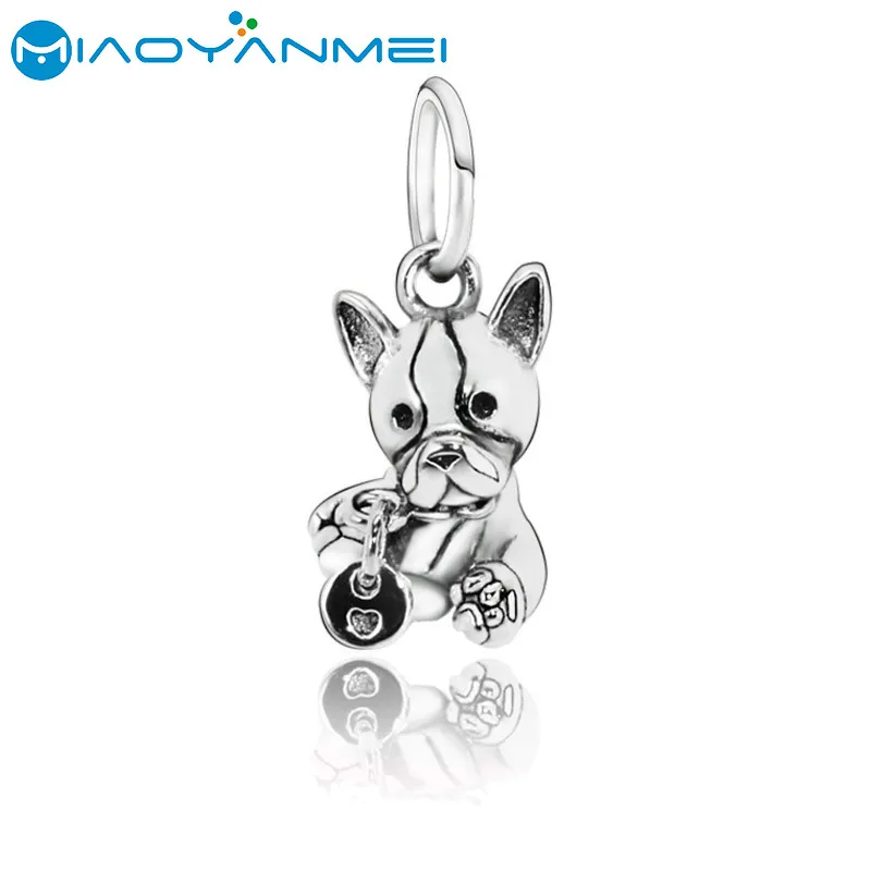 Fashion Silver 925 Pendent Bulldog Puppy Dog ciondola Charm Fit Original Pandora bracciali donna regalo di compleanno fai da te