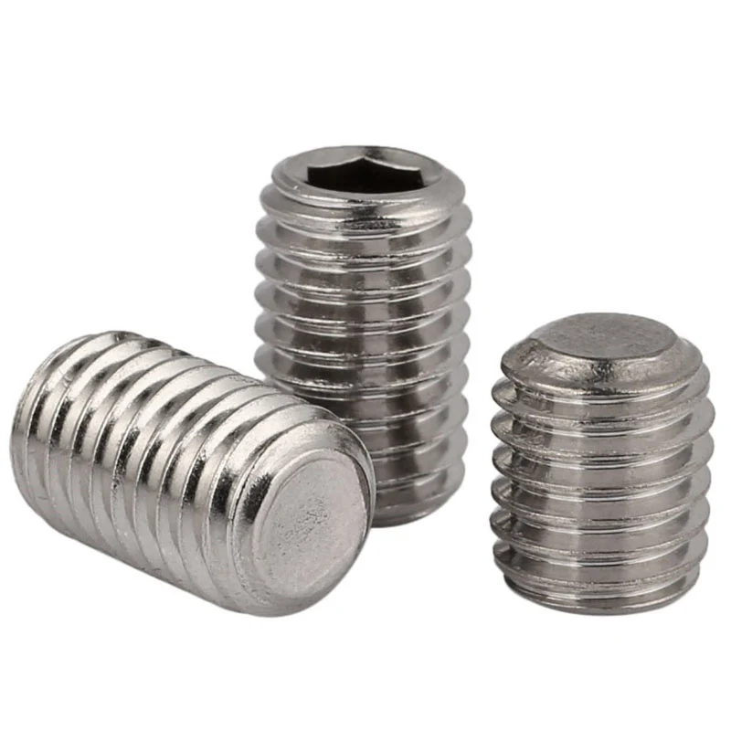 Flat Point Hex Hexagon Socket Set Screws M3 M4 M5 M6 M8 M10 304 A2 Stainless Steel Headless Grub Allen Head Screws Bolts