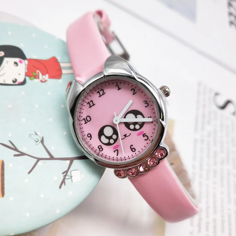 Children Cartoon Watch Girl\'s Quartz Watch Primary School Boy\'s Cute Leather Belt Simple Crystal Clock Baby Gifts Droppshipping