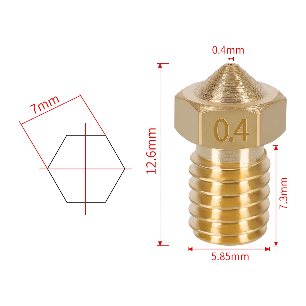 Rampas 5 peças ed3 rosqueado bocal de bronze v5 v6 m6 0.2/0.3/0.4/0.5/0.6/0.8/1.0mm peça da impressora 3d para o filamento de 1.75/3mm