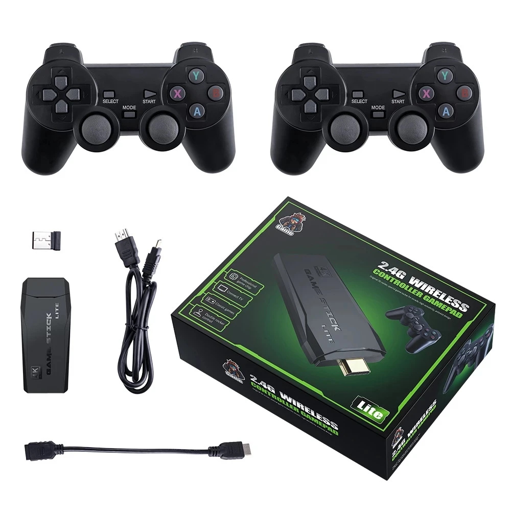 NEW USB Wireless Console Game Stick Video Game Console 32GB/64GB Classic Game 8 Bit Mini Retro Controller HD Output Dual Player