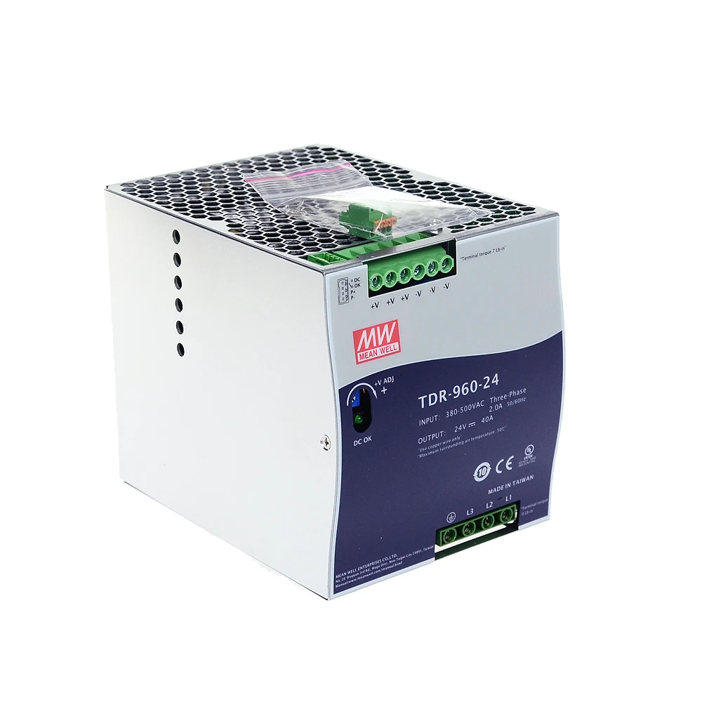 Original Mean Well TDR-960 series meanwell DC 24V 48V 960W Three Phase Industrial DIN Rail with PFC Function Power Supply