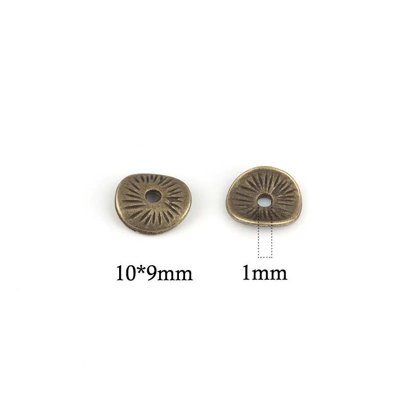 DoreenBeads Zinc Alloy Wavy Spacer Beads Disc Antique Bronze DIY Making Earring Necklace Jewelry Findings About 10mmx9mm,100PCs