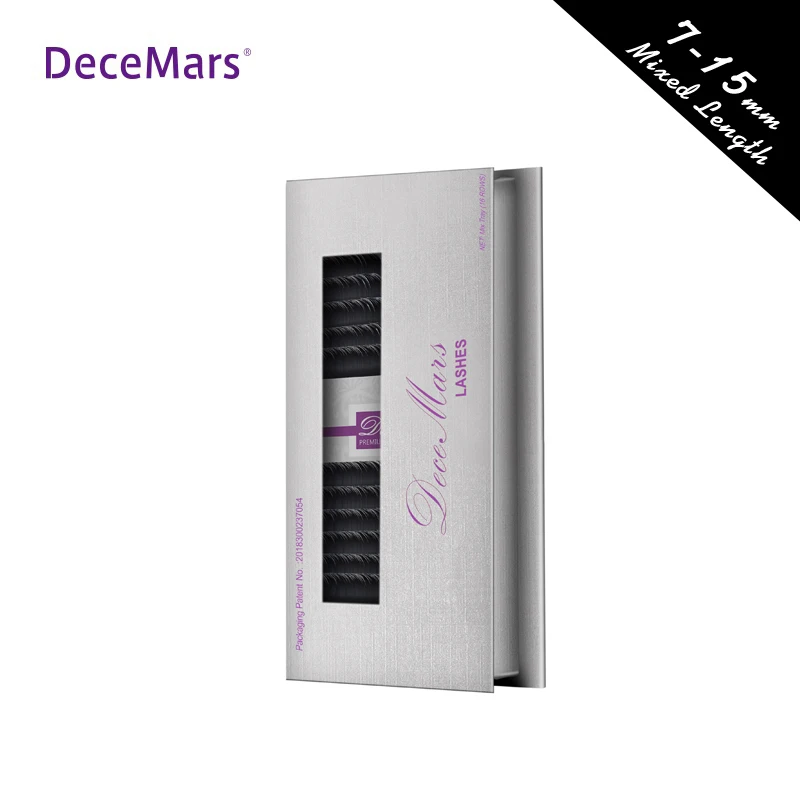 DeceMars eyelash extension 7-15mm Mixed Length in one tray Synthetic Mink Eyelash Extension for Grafting eyelash extension use