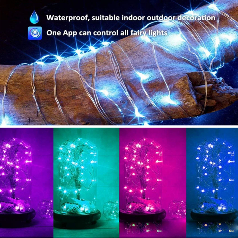 USB Christmas Tree Led String Lights with Phone Smart Bluetooth App Remote Control Christmas Home Decor Garland Fairy Lights