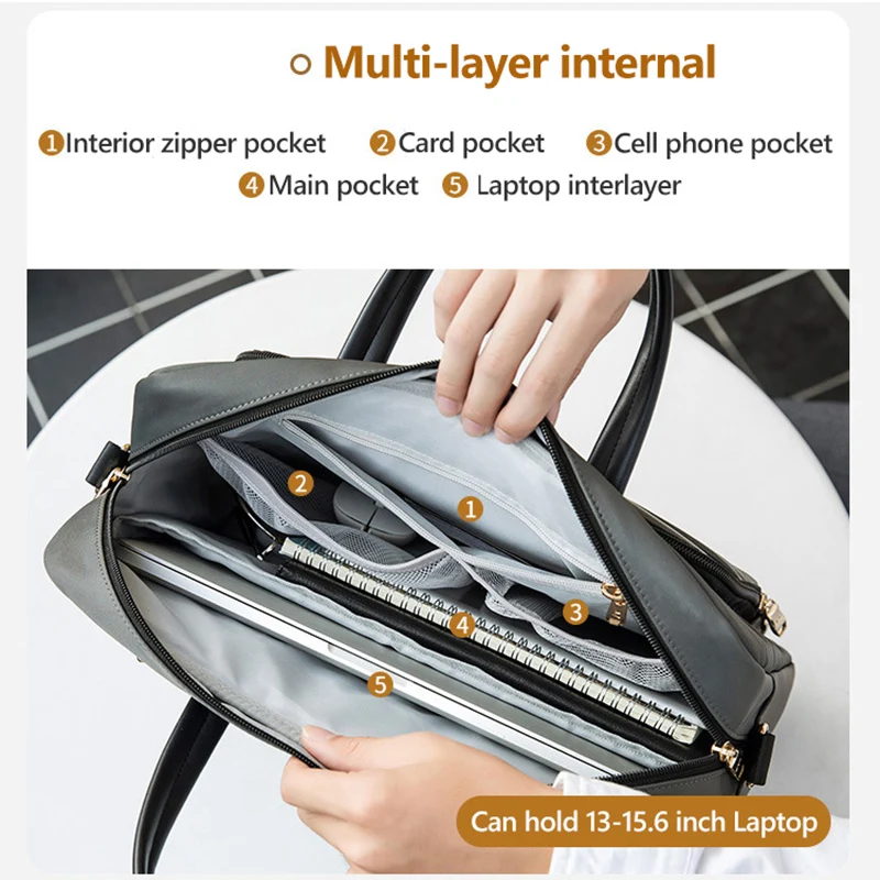 Capacity Briefcase Travel 13 14 15.6in Laptop Document Organizer Shoulder Bag Business Ipad Phone Notebook Storage Handbag X133C