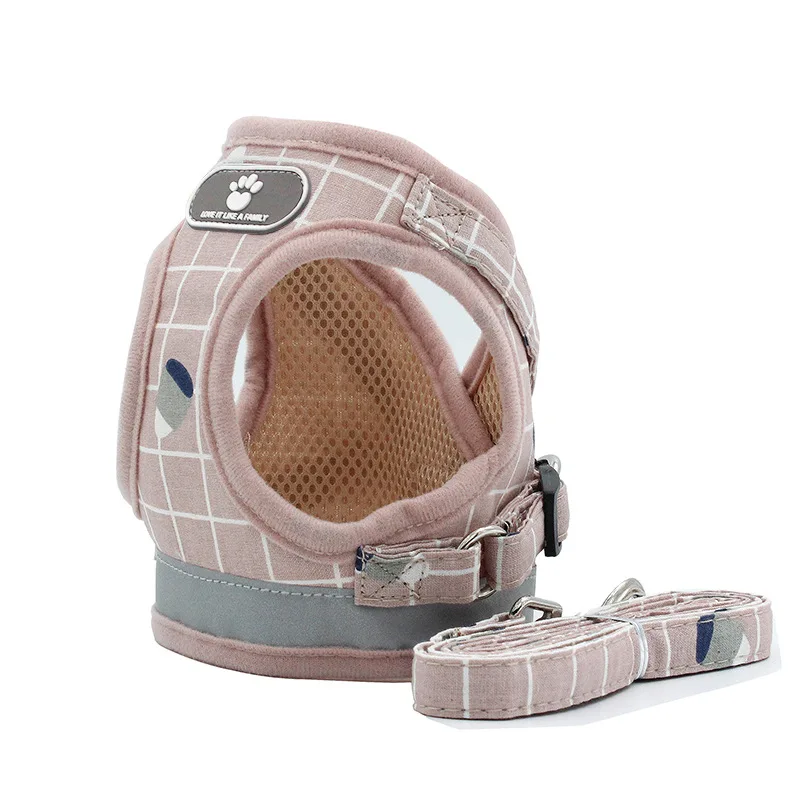 Cat Harness And Leash Set Breathable Mesh Plaid Design_voghion.com