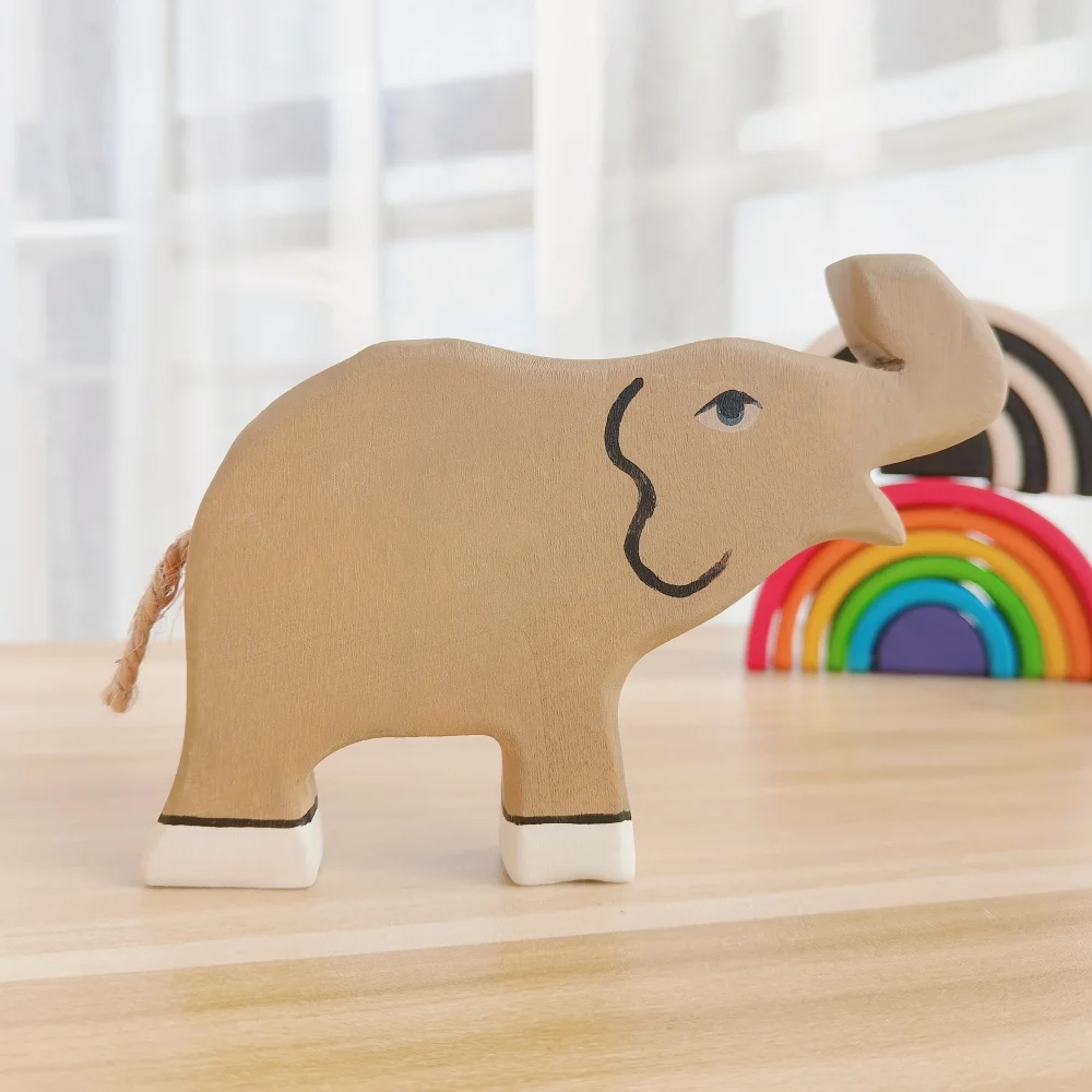 

Elephant Wooden Natural Montessori Handmade Figure Large Animals Handcarft Toys For Kids Animals Cognition Early Educational Toy