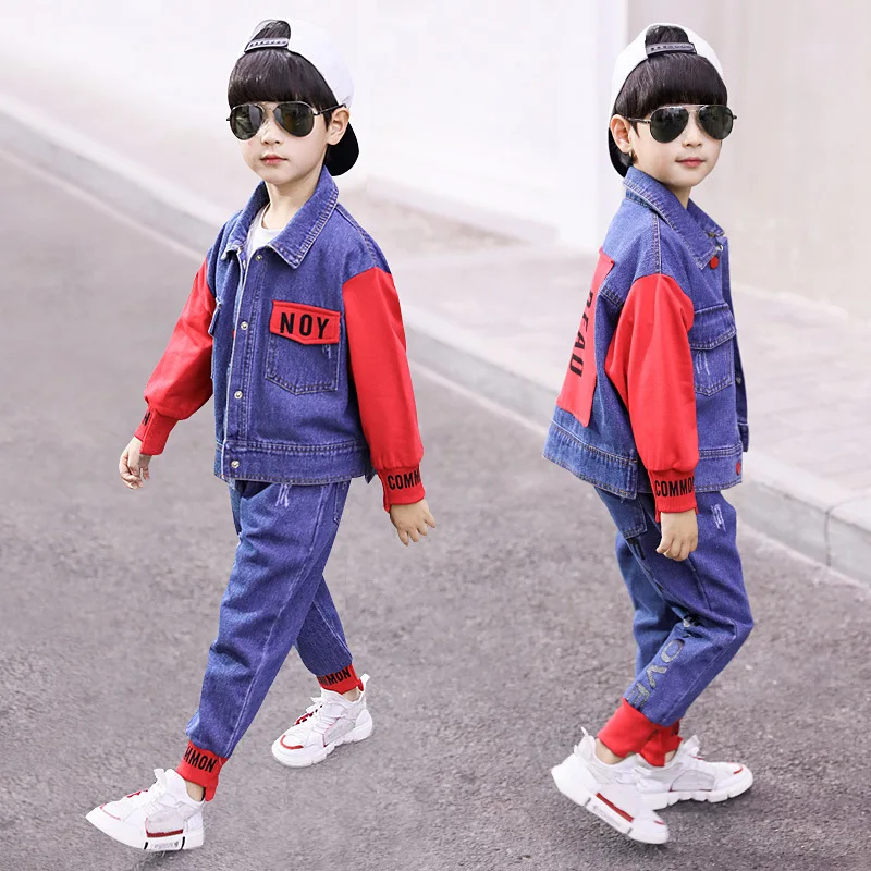 Abbigliamento per bambini neonati Costume lettera tuta per bambini giacca di jeans pantaloni completi Set da 2 pezzi abbigliamento invernale per bambino teenager