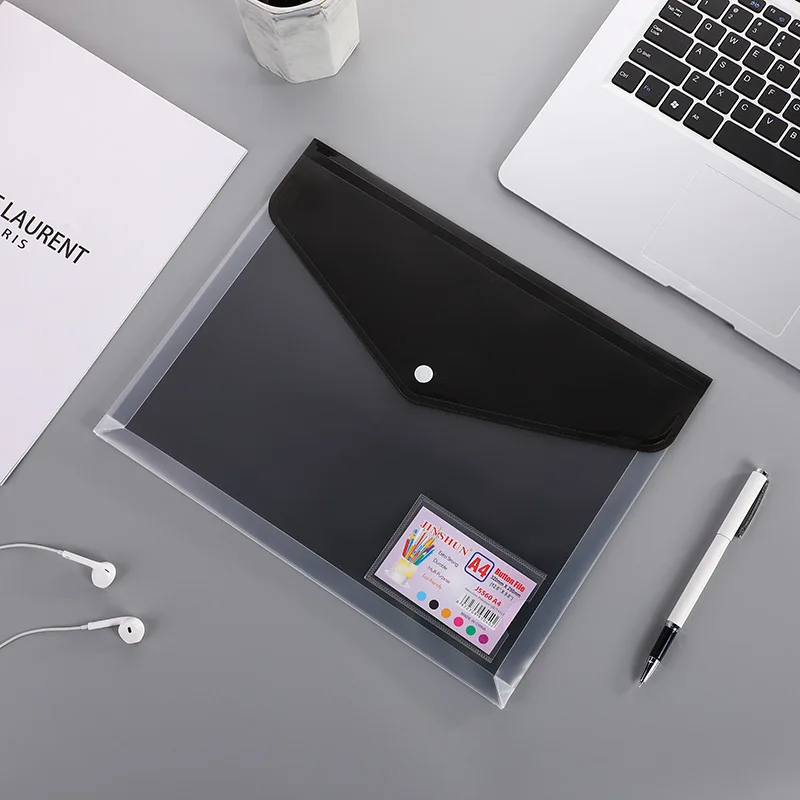 6Pcs Plastic File Bag Office Desk Organizer For A4 Document With Lable Durable Pencil Case Pen Bill Receipt File Sorting Organiz