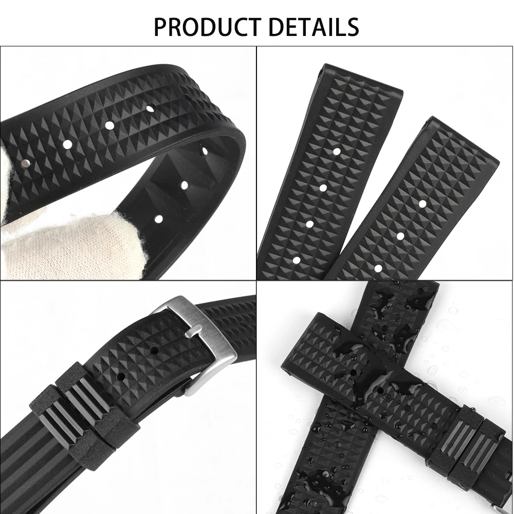 Rubber Watch Strap Soft Silicone Watchbands 18mm 20mm 22mm Black Diving Sport Watches Replacement Waterproof Bracelet Strap