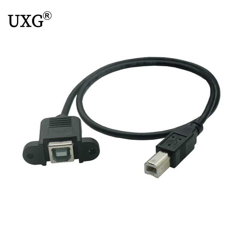 USB 2.0 Type B Male to Type B Female Printer Extension Cable With Panel Mount Screw Hole 30cm 50cm 100cm