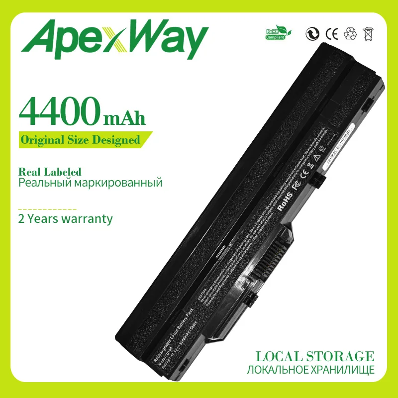 Apexway 4400mAh Battery for MSI Wind  MS-N011 U100 U100X  U210-006US U90 BTY-S12 BTY-S11 14L-MS6837D1 3715A-MS6837D1 for LG X110