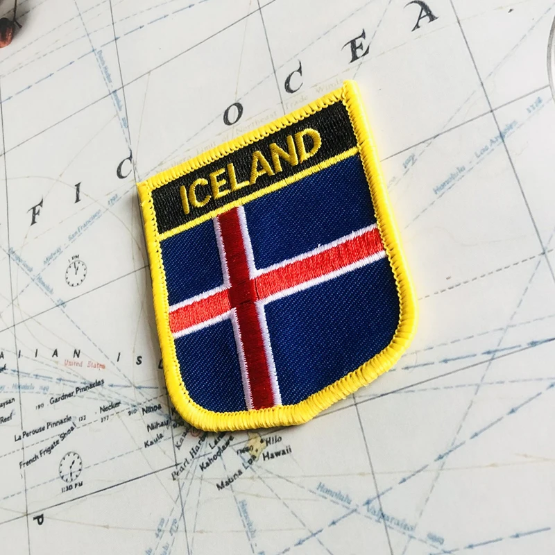 Islandia flaga narodowa łaty do haftu odznaka tarcza i kwadratowe szpilki jeden zestaw na tkaninie opaska dekoracja plecaka