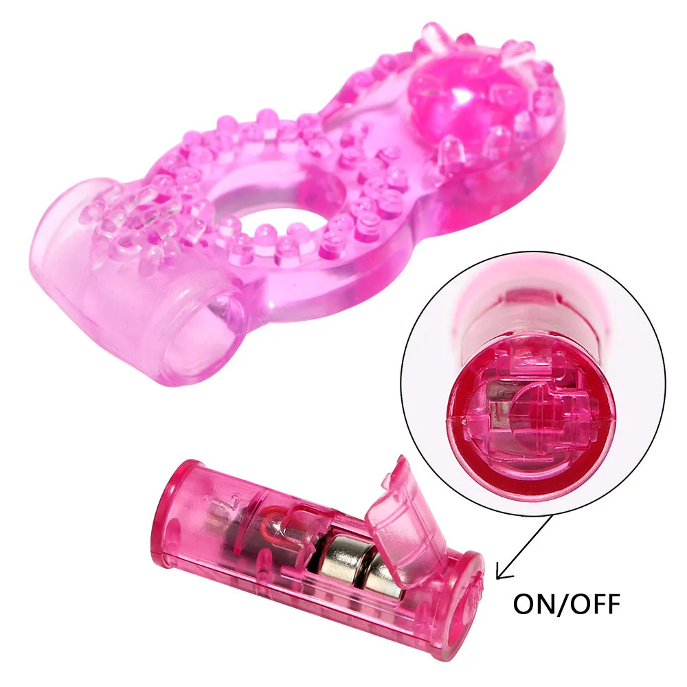 Anillo vibrador electrónico para hombre, Juguetes sexuales para adultos, anillo vibrador de cristal de mariposa, anillo vibrador para pene para