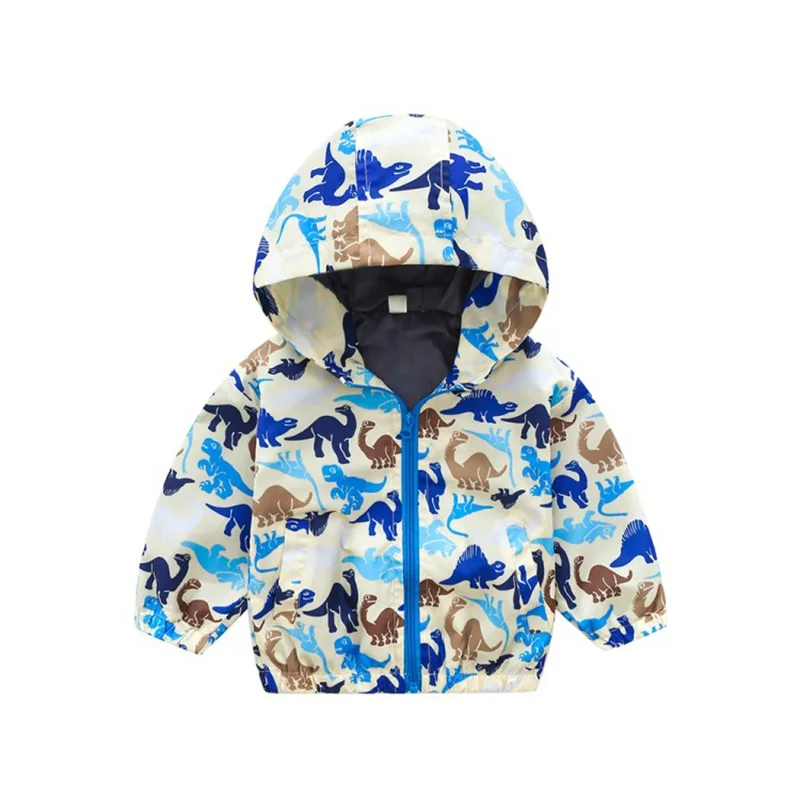 COOTELILI Baby Boys Coat Windbreaker Long Sleeve Children Dinosaur Printing  Jacket Kids Boys Outerwear Coats Clothes 90-130cm