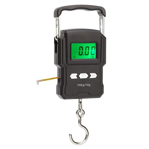 Electronic Digital Scale 75kg 10g Fishing Luggage Hanging Scale Weighting Steelyard Hook Kitchen Weight with Measure Tape