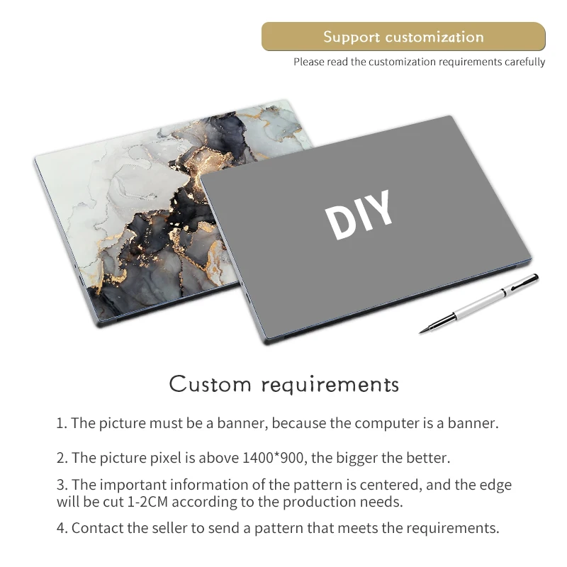 DIY Marble Cover Laptop Skins Stickers Notebook PVC Skin13.3
