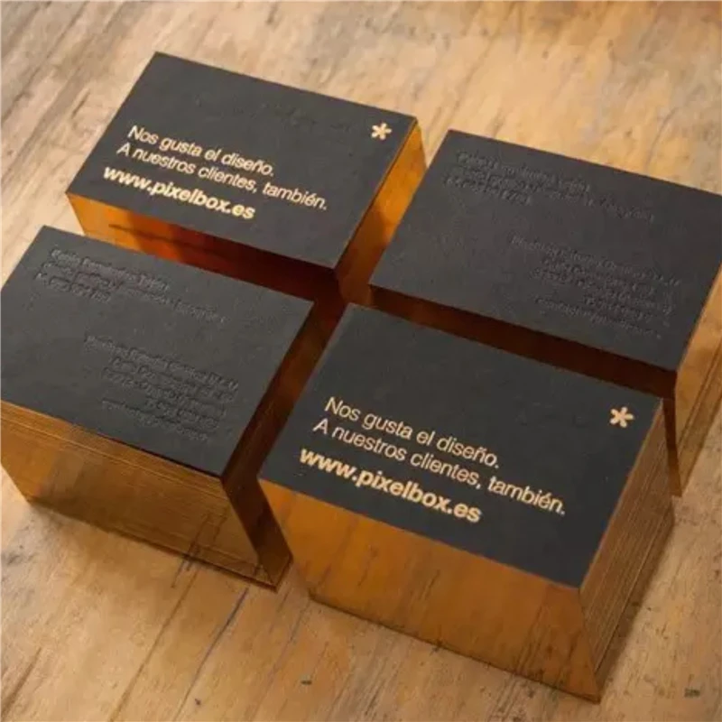 100/200 Viên Tùy Chỉnh Thẻ Màu Đen Nám Vàng Edge Thẻ Kinh Doanh 700gsm CoatedPaper Mặt Đôi In Hình Tham Quan Thẻ