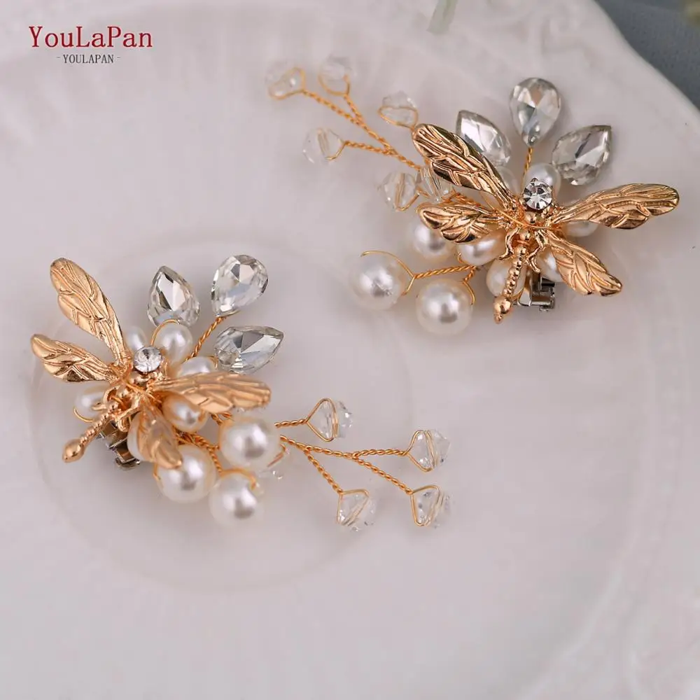 TOPQUEEN 2pcs Shoe Clip Pearl Rhinestone Metal Shoe Buckle Flower Removable Wedding Shoes Accessories High Heels Decoration X33