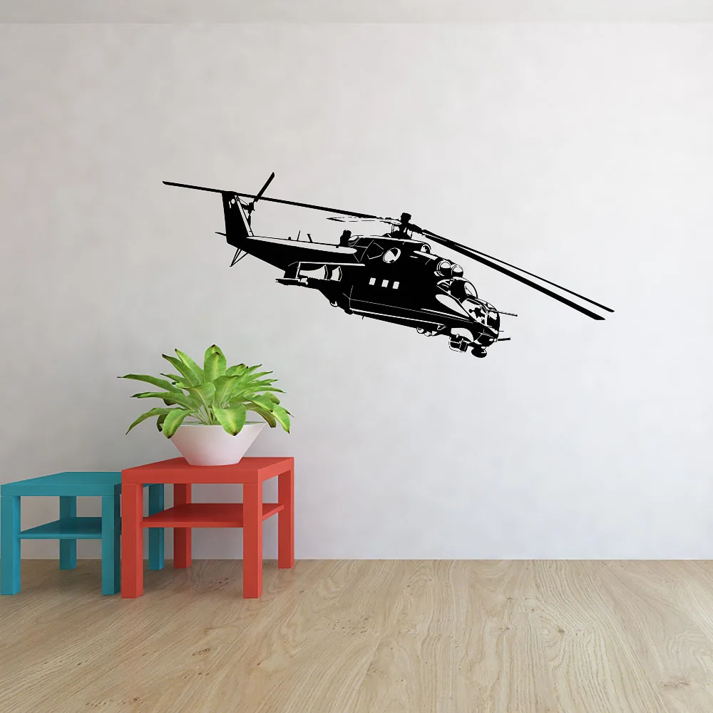 Vinyl Wall Decal Helicopter Apache Army War Soldier Stickers Unique Gift