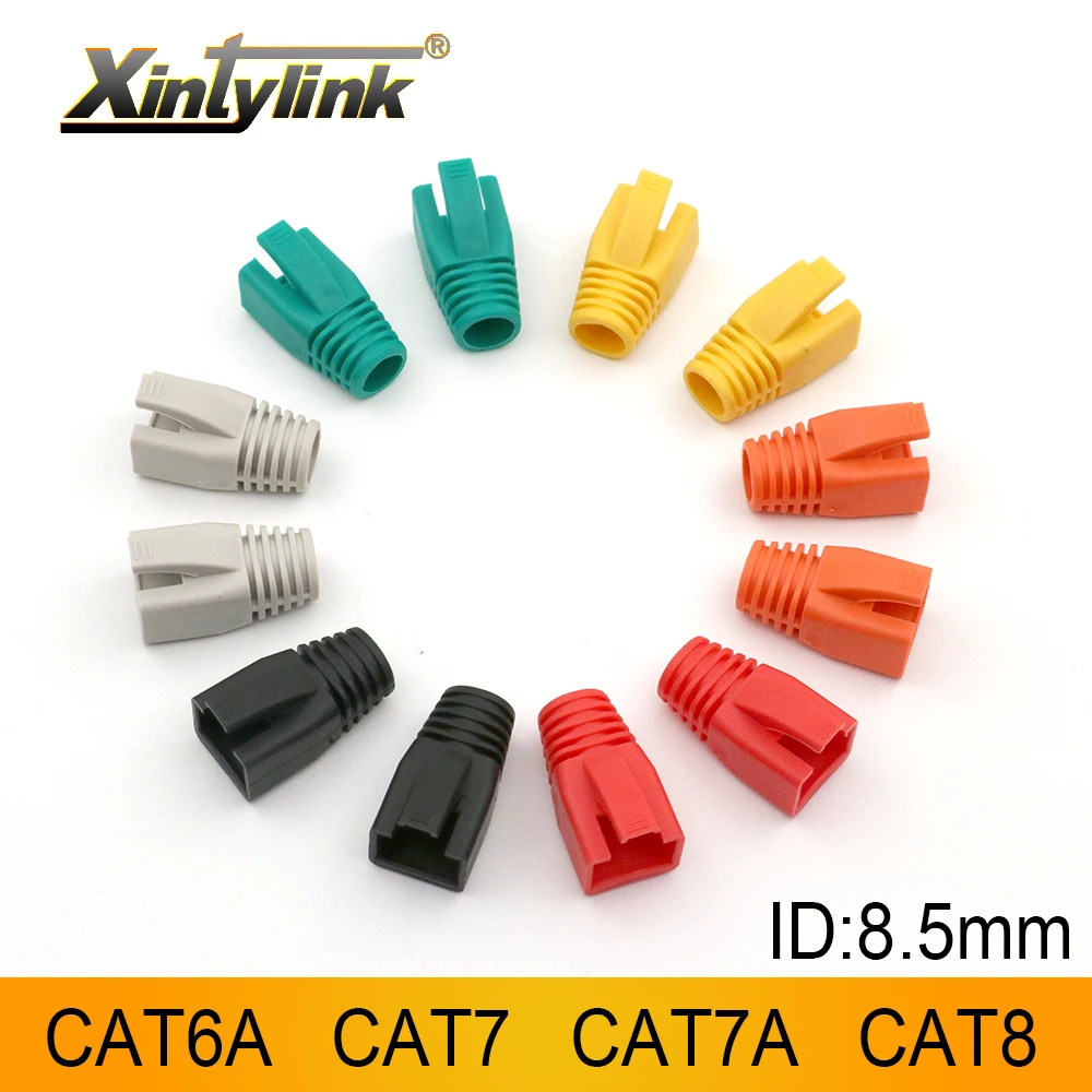 xintylink rj45 caps cat6a cat7 cat8 rg rj 45 network ethernet cable connectors cat7a cat.6 cat.7 boots sheath plug bush 8.5mm