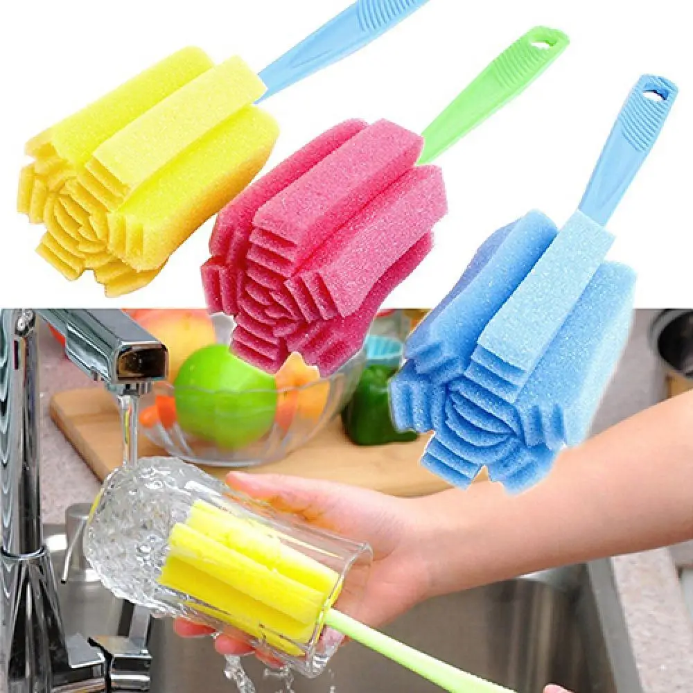 Sponge Bottle Cup Brush Sponge Cup Brush Glass Bottle Cleaning Sponge Brush for Wineglass Bottle Coffe Glass Cup Kitchen Tools