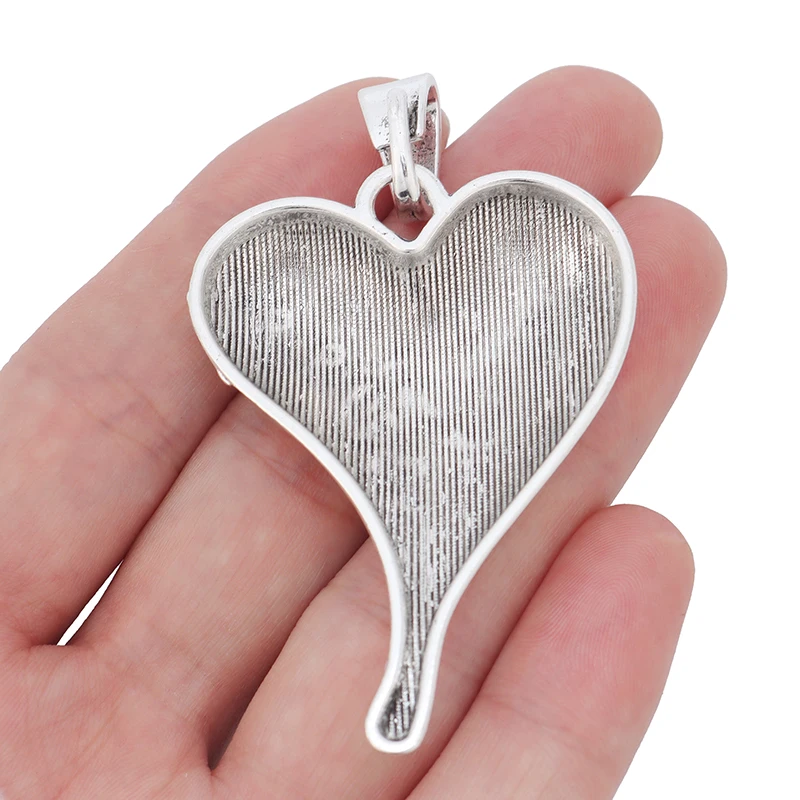 2pcs Large Bohemian Simple Heart Charms Pendants for Necklace Jewelry Making Findings 70x42mm