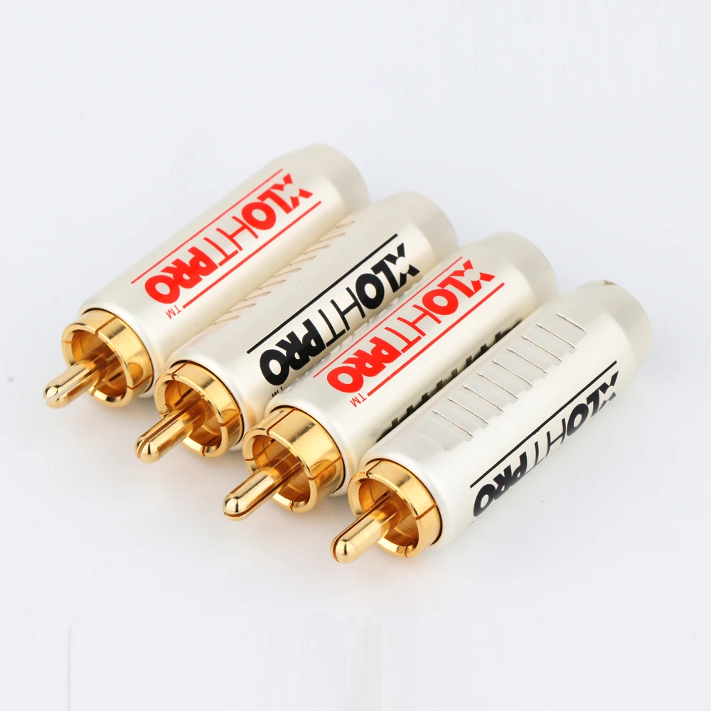 قفل برغي مطلي بالذهب RCA المكونات الذكور ، موصل مكبر الصوت ، قابس قابل للقفل وقابل للتعديل