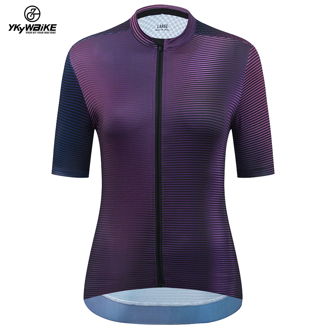 YKYWBIKE Damen Radfahren Kurzarm-Radtrikot Seamless Process Flyweight Pro Fit Dazzling Purple Color