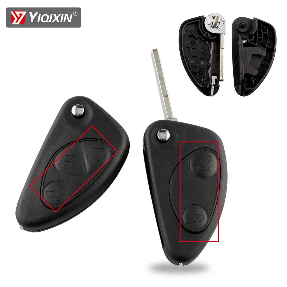 YIQIXIN-carcasa para mando a distancia de coche, carcasa plegable de alta calidad con botón de 2/3, para Alfa Romeo 147, 156, GT, Fob de repuesto