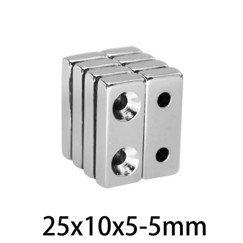 5~200PCS 25x10x5-5 Neodymium Magnets Countersunk Hole 5mm Block Permanent Magnet 25x10x5-5mm Powerful Magnet  25*10*5-5 mm