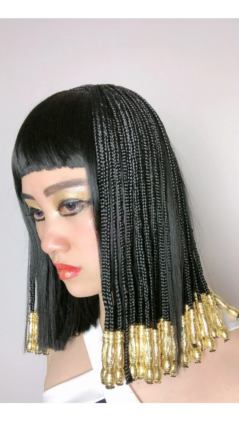 Peluca De Trenzas Negras Con Flequillo Para Mujer, Disfraz De Bruja Halloween, Talla Única, Accesorio De Fiesta Temática, FIESTAS GUIRCA