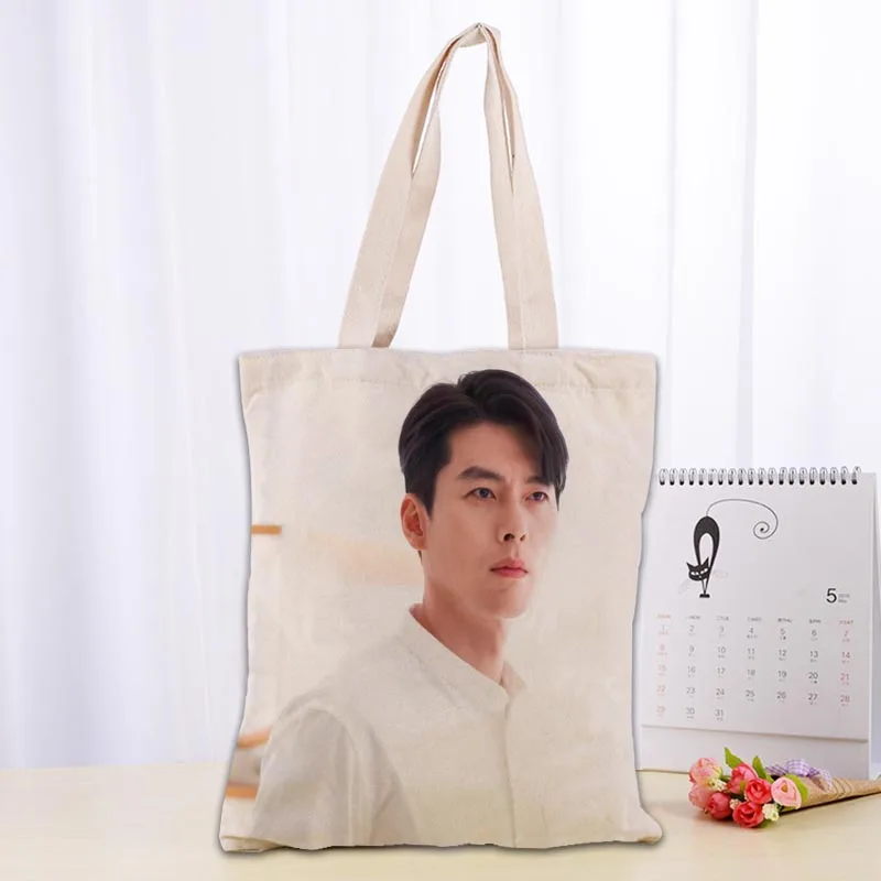 Custom Hyun Bin Tote Shopping Bags 30x35cm Tote Bag Reusable Handbag Women Shoulder Cloth Pouch Foldable 0719