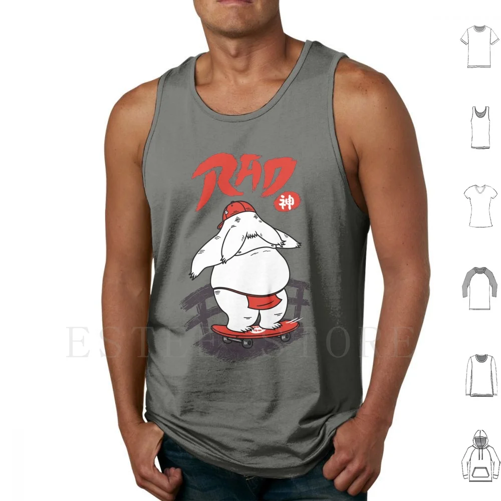 Rad Spirit Tank Tops Vest Rad Skateboard Radish Spirit Radish Art Skateboarder Kami Yokai Japanese Anime Pigboom Rad Art