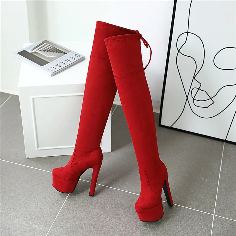 ASUMER 2021 new over the knee boots women round toe thigh high stretch boots sexy super high heels platform women boots big size