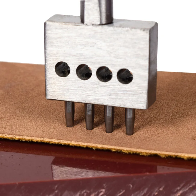 2/4/6 Prong 4/5/6/8mm Hole Punch Spacing Round Leather Punching Tool DIY Handmade Stitched Porous Circular Cut Row Punch