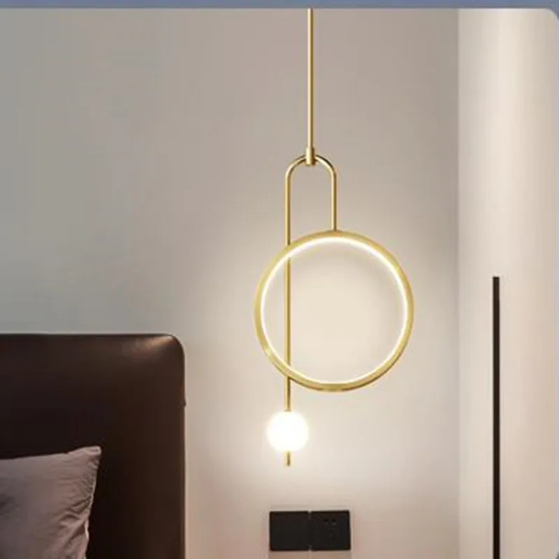 

Nordic Round Metal Tube Led Acrylic Ring Pendant Lights For Dining Room Kitchen Hotel Bedchamber Hanging Lamp Indoor Decoration