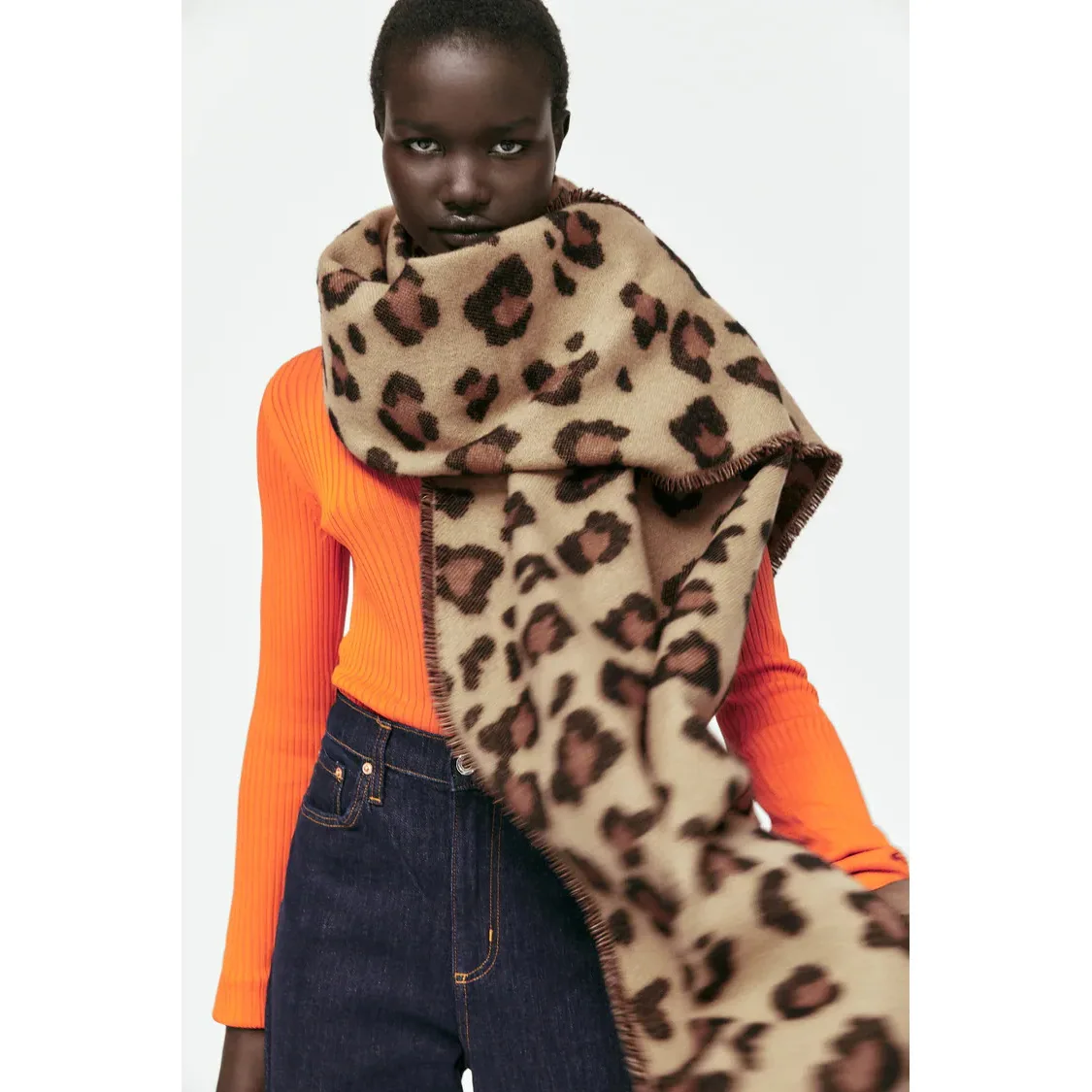 Bufanda cálida de Cachemira para mujer, Foulard de leopardo, chal grueso y suave con borlas cortas, estola larga, Invierno