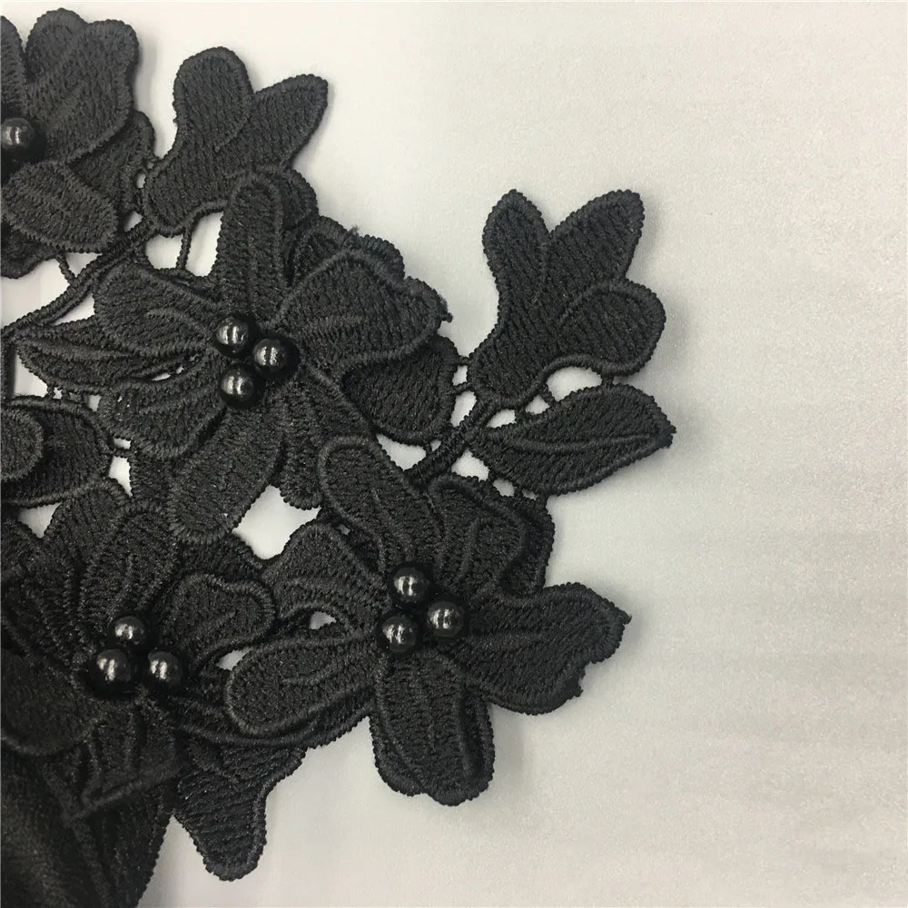 Black and white lace false collar button decoration ABS pearl applique embroidery DIY clothing accessories 1 piece for sale