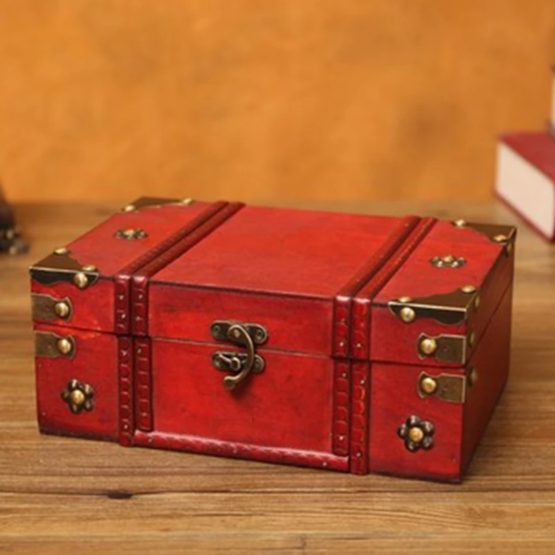 Handmade Jewelery Box Vintage Wooden Storage Box Book Storage Box Organizer Treasure Case Chest Organizer