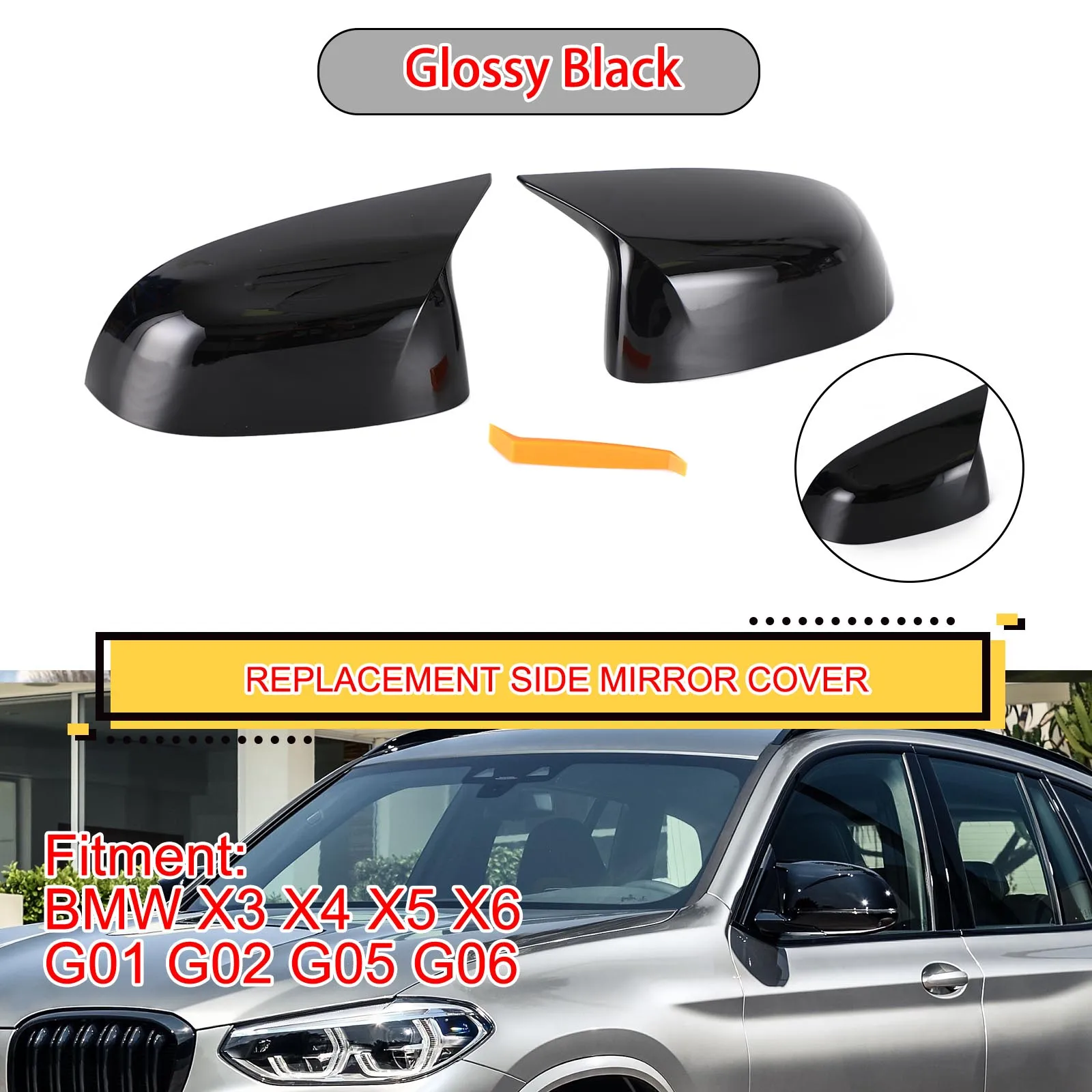 

Artudatech 2x Rear View Side Mirror Cover Caps For BMW X3 X4 X5 X6 G01 G02 G05 G06 Car Accessories