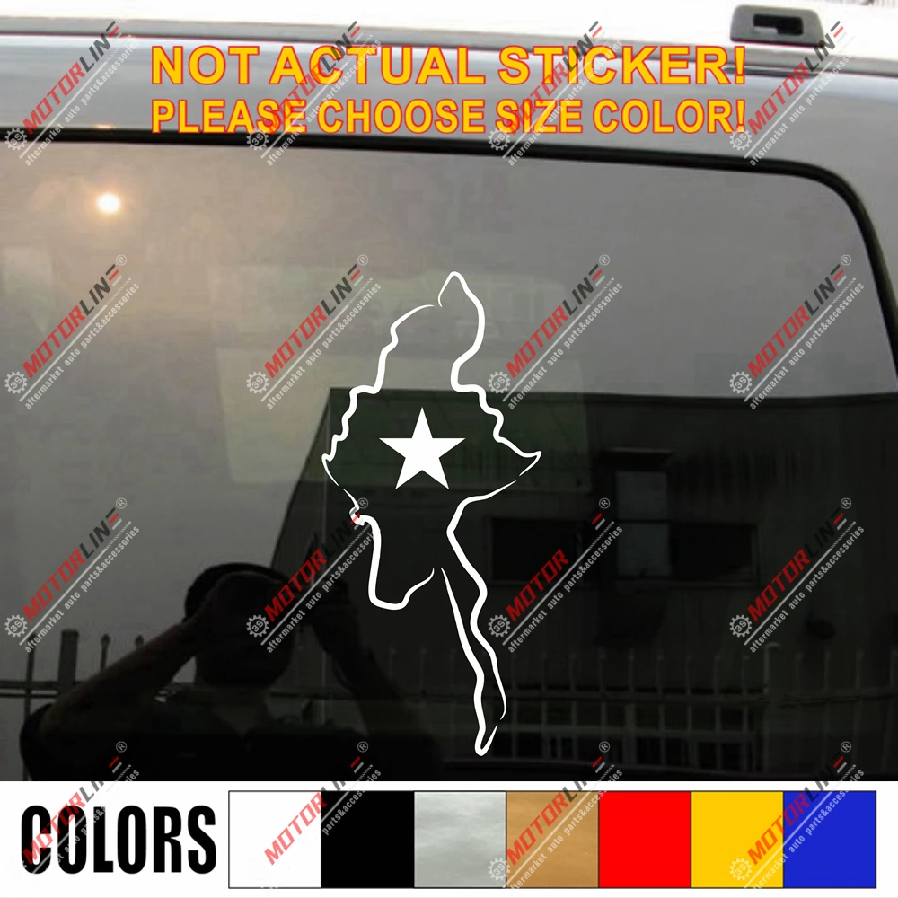 

Burma Myanmar Map outline silhouette Flag Star Decal Sticker Car Vinyl