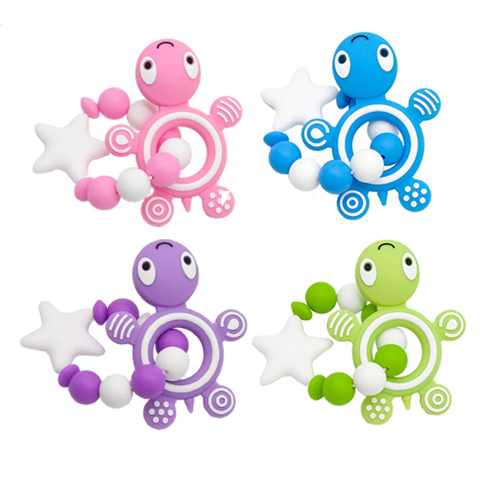 Cute-idea 1pc Silicone Teether Turtle Silicone Bracelet Necklace Pendant BPA Free Baby Teething Nursing Toy Pacifier Chain Gift