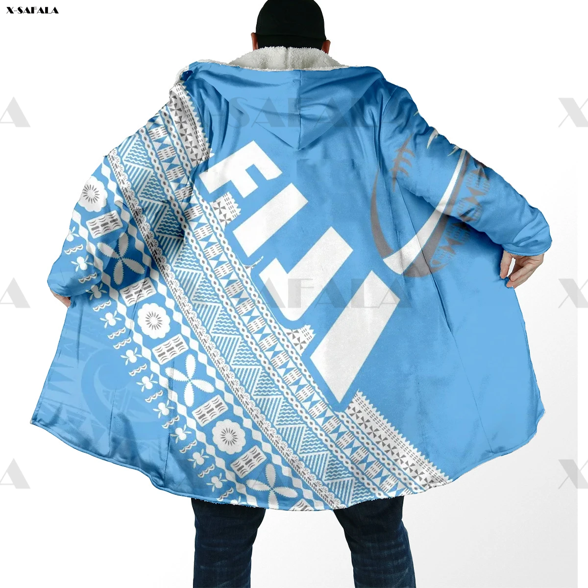 Polynesia Tonga FIJI Hawaii 3D Printed Hoodie Long Coat Hooded Cloak Thick Down Jacket Parkas Outerwear Cotton Pullovers Dunnes