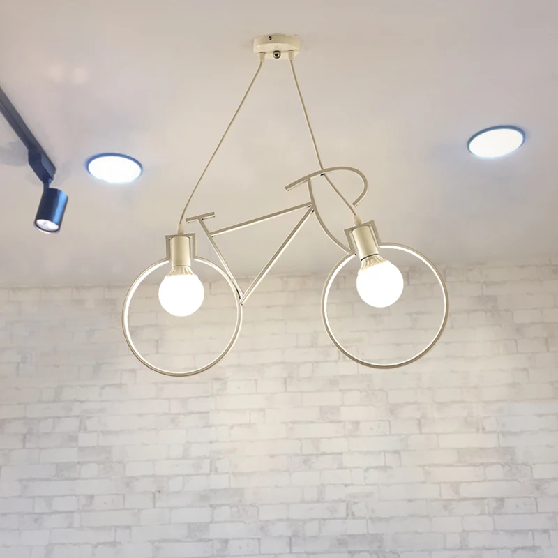 Imagem -06 - Luzes Pingente de Ferro Industrial do Vintage Bicicleta Hanglamp para o Quarto Sala Jantar Barra Decoração E27 Luminária Suspensão Loft Luminárias